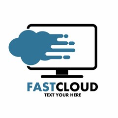 Fast cloud vector logo template. This design use cloud and fast symbol. Suitable for technology