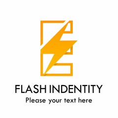 Flash e letter vector logo template. There are font with thunder symbol. Suitable for fast, power, electric, identity and speed.