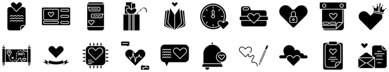 romance icon set