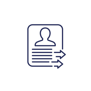 recommend clip art: export profile, personal data line icon