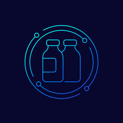 plastic bottles icon, linear vector