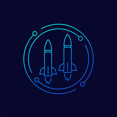Ballistic missiles line vector icon