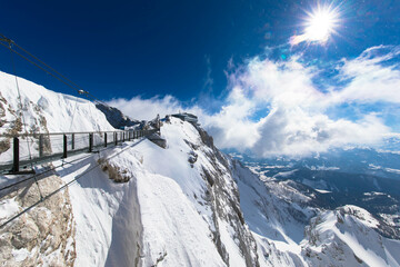 Austrias highest suspension bridge in the austrian Alps. Skywalk on Dachstein. Schladming, Styria,...