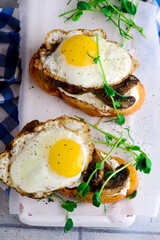 bruschetta with wild Mushroom .style vintage