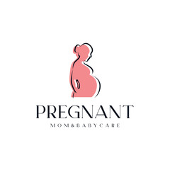 Pregnant woman silhouette logo design