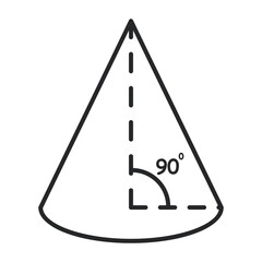 Geometry cone with indoor triangle on the white background.  Shape vector illustration.   