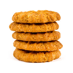 crispy oatmeal cookies isolated on white background
