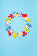 World Autism Awareness Day, ASD, Caring, Speak out, Campaign, Togetherness concept on blue background.