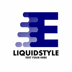 Fast or move letter E vector logo template with modern liquid style.
