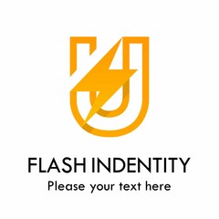Flash u letter vector logo template. There are font with thunder symbol. Suitable for fast, power, electric, identity and speed.