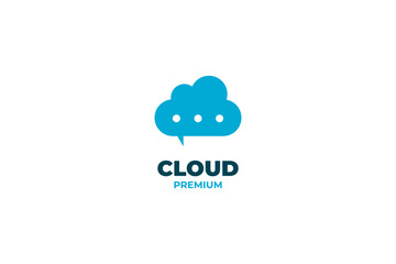 Flat cloud with speech bubble logo design vector template