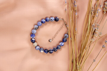 Bracelet jewelry sodalit. To create jewelry. Handmade stone jewelry