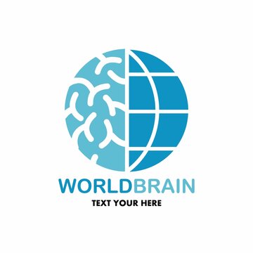 World brain vector logo template. This design use globe symbol. Suitable for education or nature.