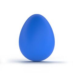 Blue Easter Egg on white background. Realistic volumetric 3D render illustration with reflections and reflexes. Greeting card, voucher, banner or Party invitation template with copy space