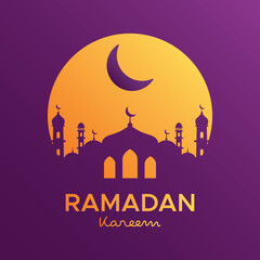 Illustration vector graphic of Ramadan Kareem. Perfect for Ramadan content, template, layout.