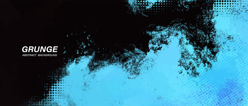 Black and blue abstract grunge background with halftone style.	