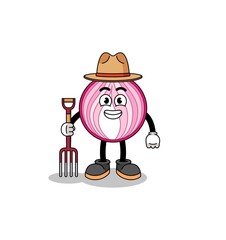 Cartoon mascot of sliced onion farmer