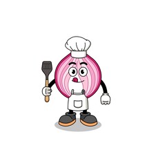 Mascot Illustration of sliced onion chef
