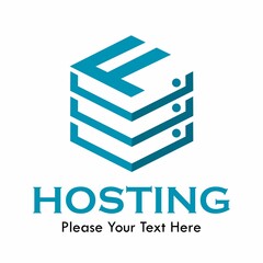 f Letter vector template logo with  hosting symbol. This logo is creative and can be used for network, system, technology, website, database, computing, app etc