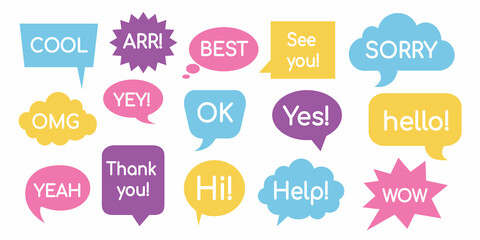 Speech balloon. and chat bubble, comic and dialogue symbol. Vector set © Natalia