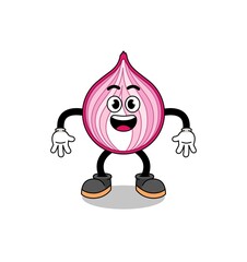 sliced onion cartoon with surprised gesture