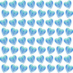 Seamless pattern with light blue hearts on white background. Vector design for textile, backgrounds, clothes, wrapping paper, web sites and wallpaper. Fashion illustration seamless pattern.
