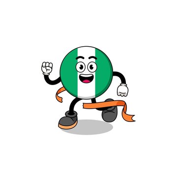 recommend clip art: Mascot cartoon of nigeria flag running on finish line