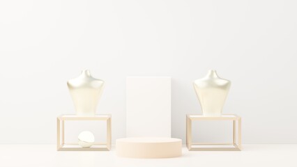 3d render abstract display podium platform for  product presentation and advertising. Minimal scene backdrop with clean design. Vacant pedestal for mock up. Empty stage with pastel color for cosmetic.
