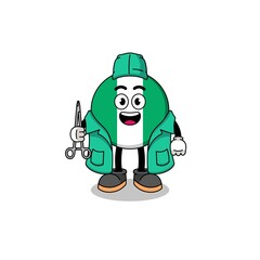 Illustration of nigeria flag mascot as a surgeon
