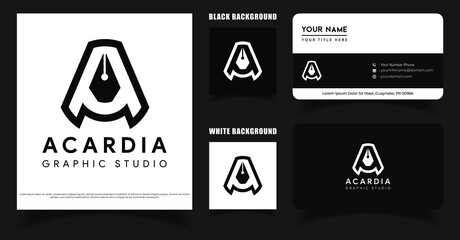 Letter A With Graphic Path Symbol Logo, Business Card Template, Initial A Vector Logo Ispiration