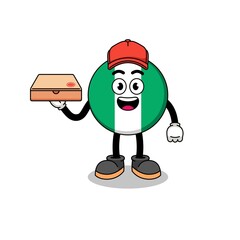 Fototapeta premium nigeria flag illustration as a pizza deliveryman