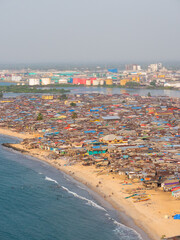 Fototapeta na wymiar Cityscape of Wespoint township in Monrovia, Liberia