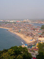 Fototapeta premium Cityscape of Wespoint township in Monrovia, Liberia