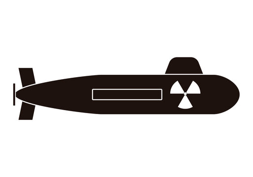 Icono negro de submarino nuclear en fondo blanco.