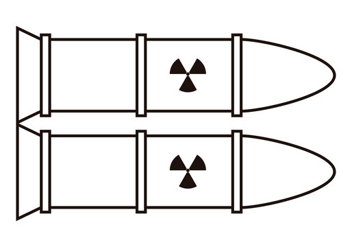 Icono negro de misil nuclear en fondo blanco.