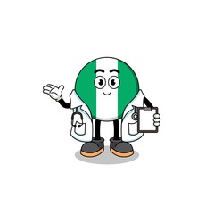 Cartoon mascot of nigeria flag doctor
