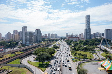 aerial view of the busiest region of Tatupé in São Paulo, east side