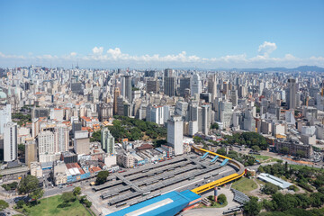 Fototapeta na wymiar aerial view of the central region of São Paulo, close to Dom Pedro park
