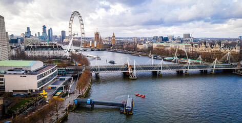 The aerial view of Big Ben in London