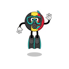 Character cartoon of belgium flag as a diver