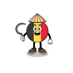 Illustration of belgium flag as an asian farmer