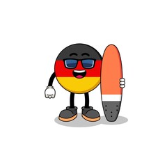 Mascot cartoon of germany flag as a surfer