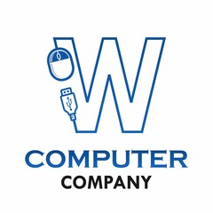 Letter w with computer mouse logo template illustration.
