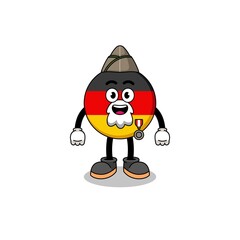 Character cartoon of germany flag as a veteran