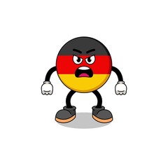 germany flag cartoon illustration with angry expression