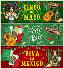 Creative Mexico horizontal banners set
