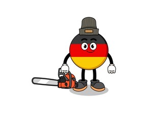 germany flag illustration cartoon as a lumberjack