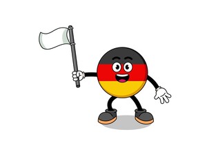 Obraz premium Cartoon Illustration of germany flag holding a white flag