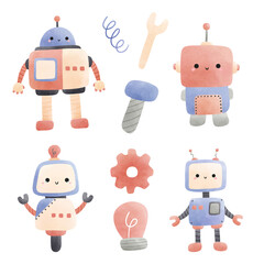 cute robot, robot vector illustration