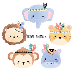 Tribal animal, animal face vector illustration